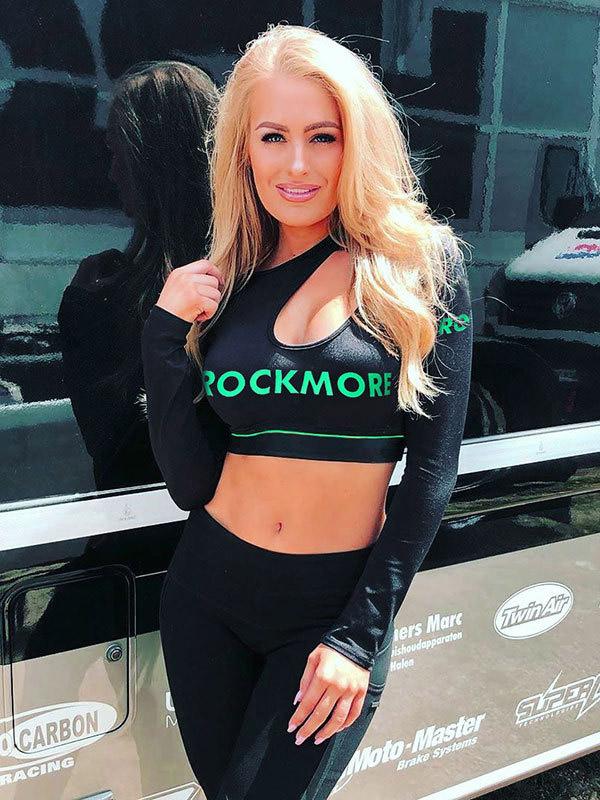 Letter Printed Bare Midriff Hollow Tee