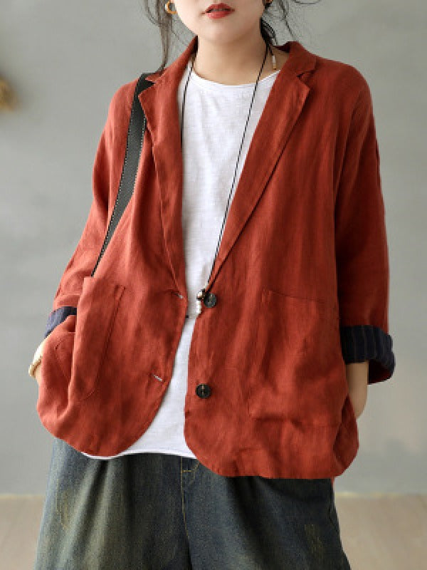 Vintage Casual Splicing Lapel Outwear