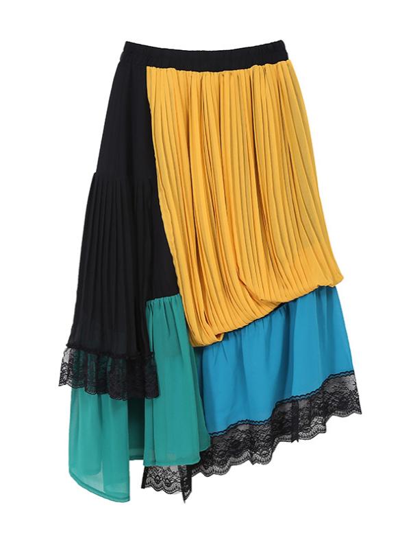 Stylish Cropped Contrast Color Splicing Skirt