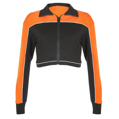Stand Collar Zipper Crop Jackets ACTIVE WEAR - Zebrant