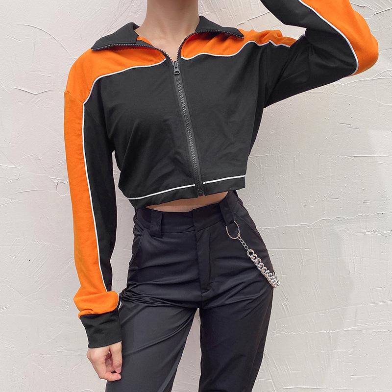 Stand Collar Zipper Crop Jackets ACTIVE WEAR - Zebrant