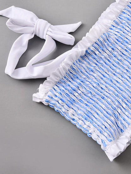 Sexy Strapless Tai Lam Stripes Split Bikini Swimsuit