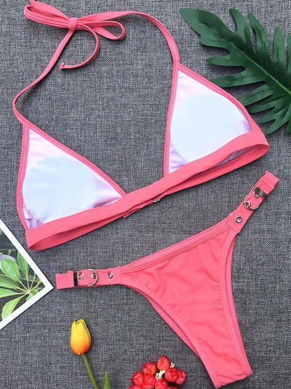 Sexy Backless Plain Bikinis Swimwear