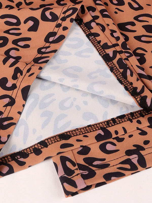 Original Leopard Tied Round-Neck Sloping Shoulder Jumpsuits