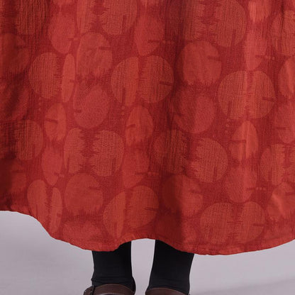 Buykud Dots Embroidery V-Neck Pullover Casual Loose Dress