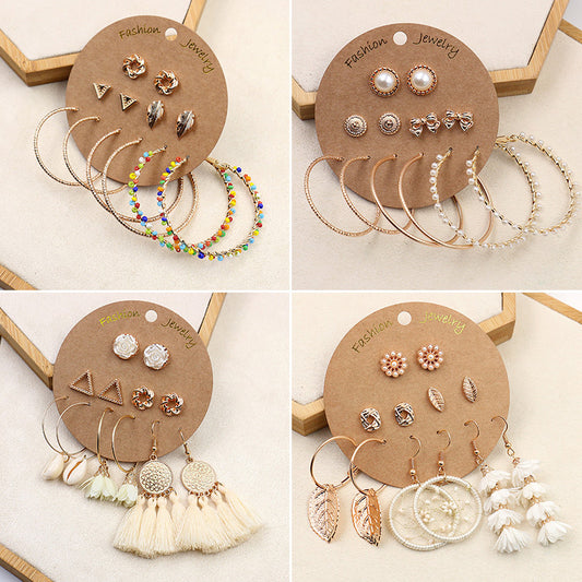 Bohemian gold large ring tassel earrings