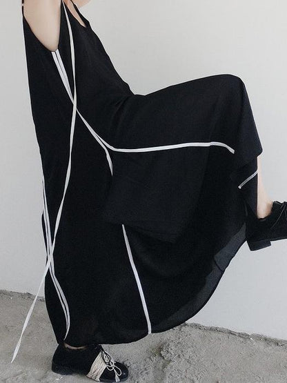 Simple Black Sleeveless V-neck Maxi Dress