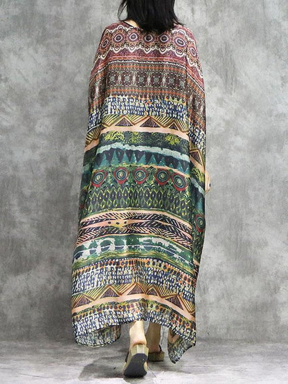 National Silk Batwing 2-Pieces Long Dress