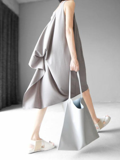 Original Asymmetric Design Tiered Sleeveless Dress
