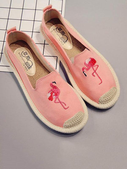 Embroidered Canvas Fisherman Flats