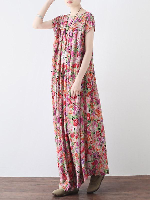 Original Floral Round-Neck Dress