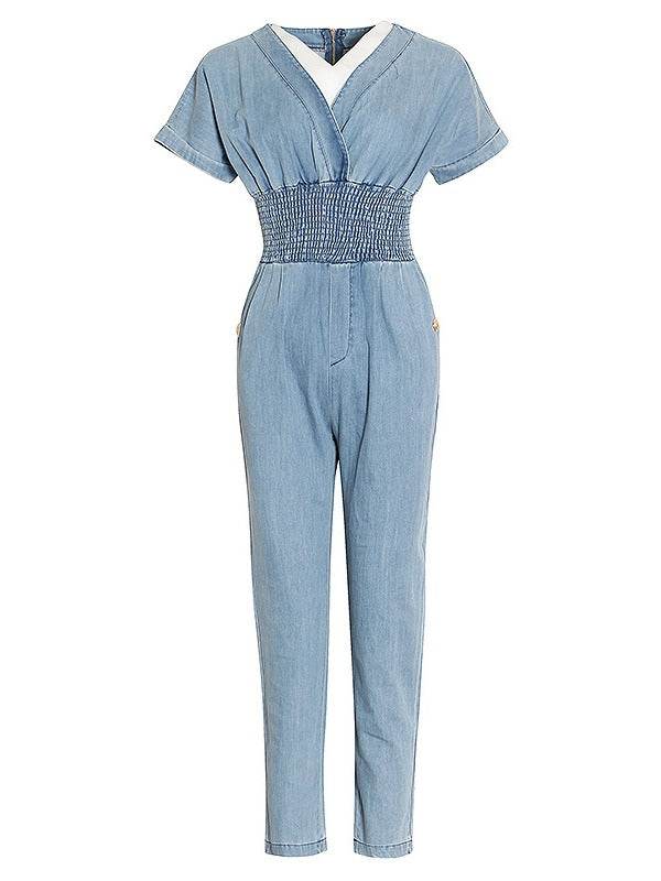 ORIGINAL PLEATS ELASTICITY ZIPPER JUMPSUITS