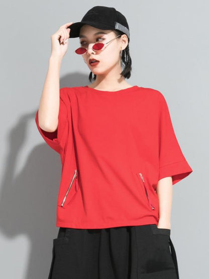 Casual Zipper Half-Sleeve T-Shirts