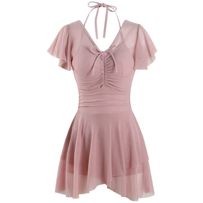 Women's one piece skirt swimsuit