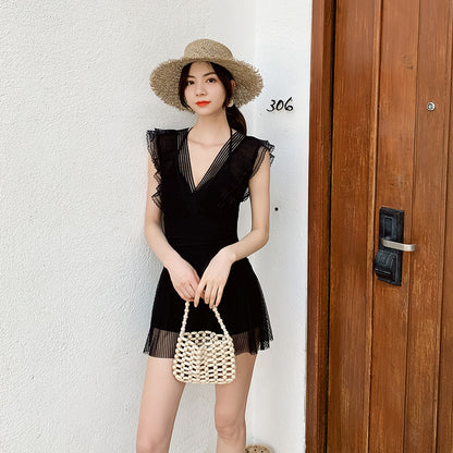 Women's one piece skirt swimsuit