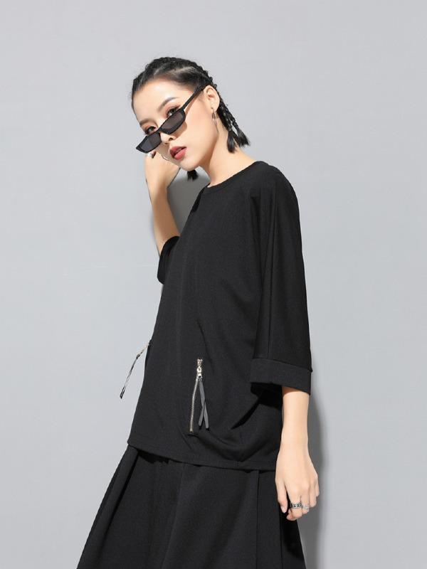 Casual Zipper Half-Sleeve T-Shirts