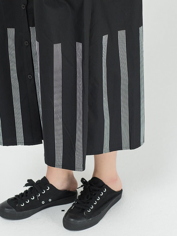 VINTAGE LOOSE STRIPED SPLICING SHIRT DRESS