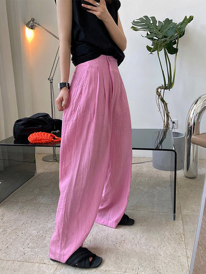 Simple Solid Color High Waisted Wide Leg Pants