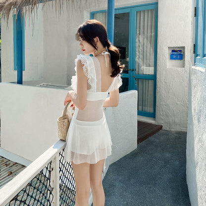 Women's one piece skirt swimsuit