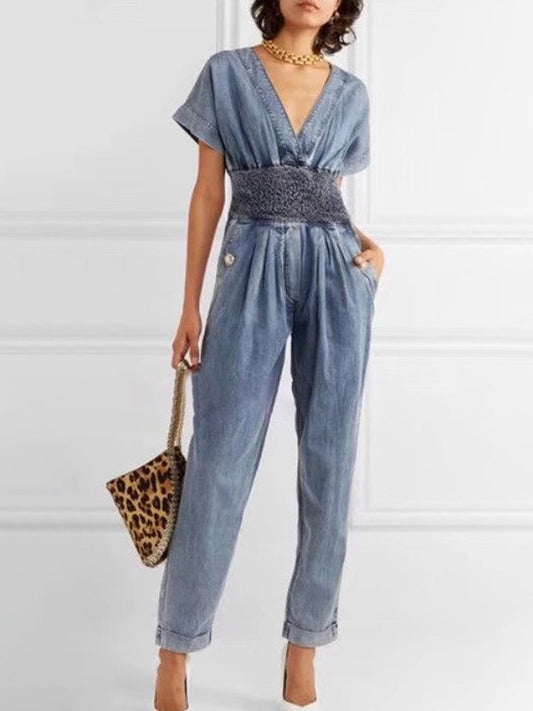 ORIGINAL PLEATS ELASTICITY ZIPPER JUMPSUITS