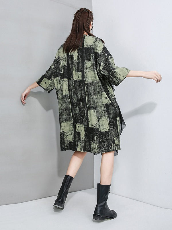 STYLISH CONTRAST COLOR MESH CROPPED SPLICING T-SHIRT