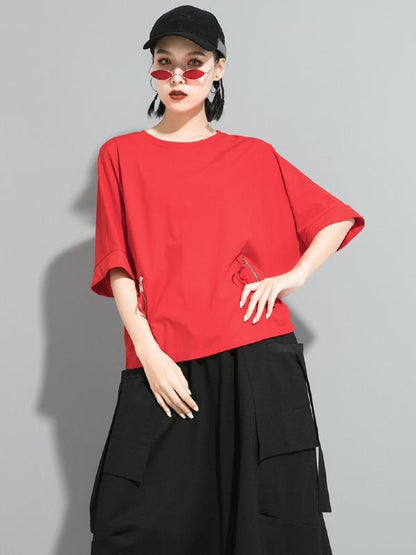Casual Zipper Half-Sleeve T-Shirts