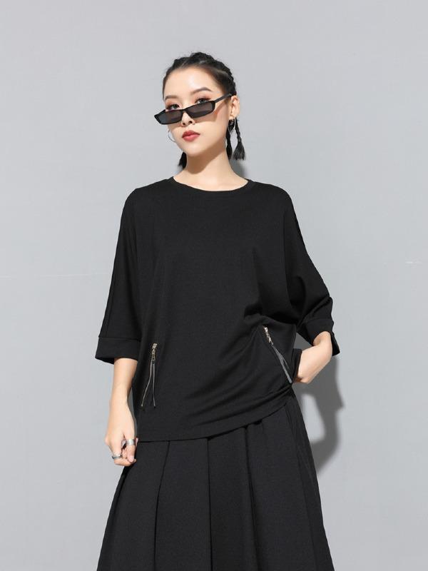 Casual Zipper Half-Sleeve T-Shirts