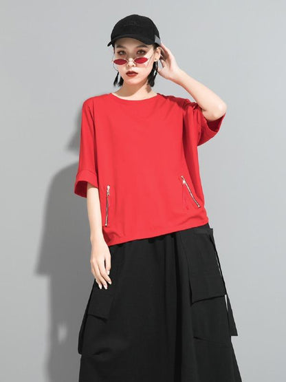 Casual Zipper Half-Sleeve T-Shirts