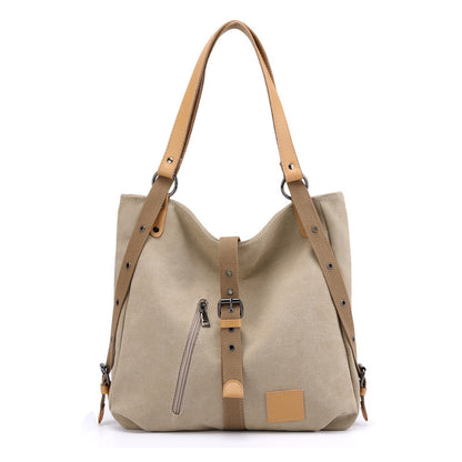 Shoulder bag women's new canvas handbag in spring and summer Multi-functional ladies handbag large-capacity shoulder bag