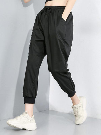 Loose Elastic Waist Design Tooling Harem Pants