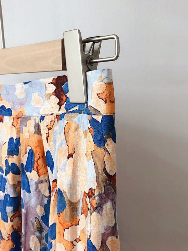 Printed Oil Painting Zipper Skirt