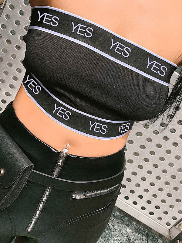 Stylish Letter Print Strapless Bra