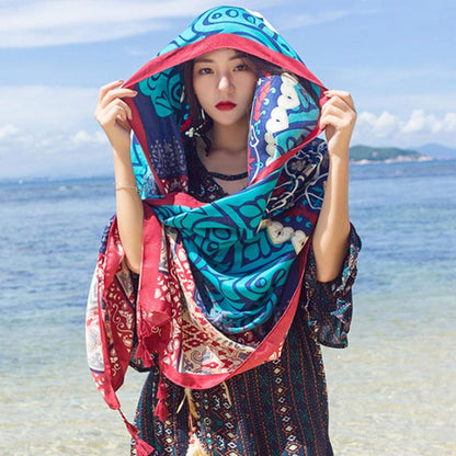 Holiday Women Printing Ethnic Green Scarf
