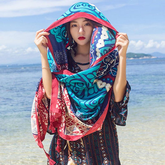 Holiday Women Printing Ethnic Green Scarf