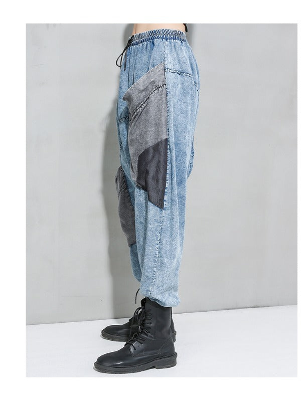 LOOSE WASHABLE CASUAL SPLICING HAREM PANTS