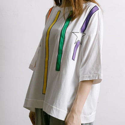 Colored Appliques Simple Women Casual T-Shirt