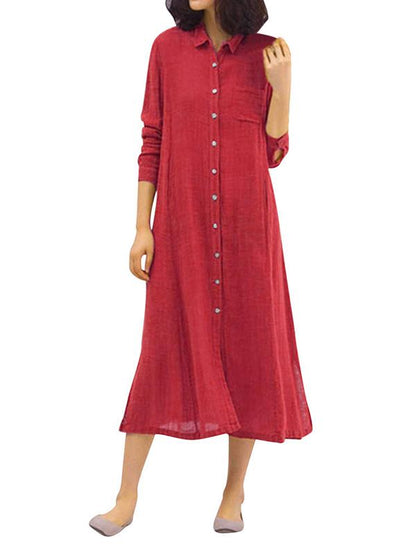 Loose Cotton Split-side Long Shirt