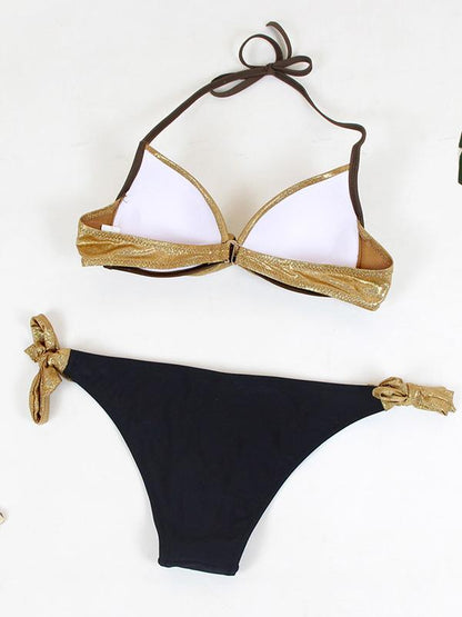 Plus Size Push-Ups Lace-up Bikini Set