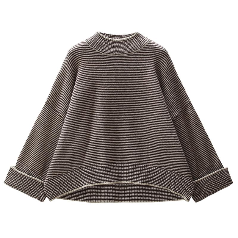 Half Turtleneck Striped Pullover Casual Sweater