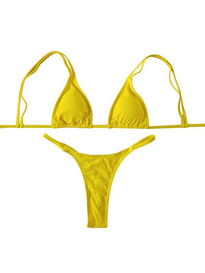 Solid Spaghetti Straps Bikinis Swimwear