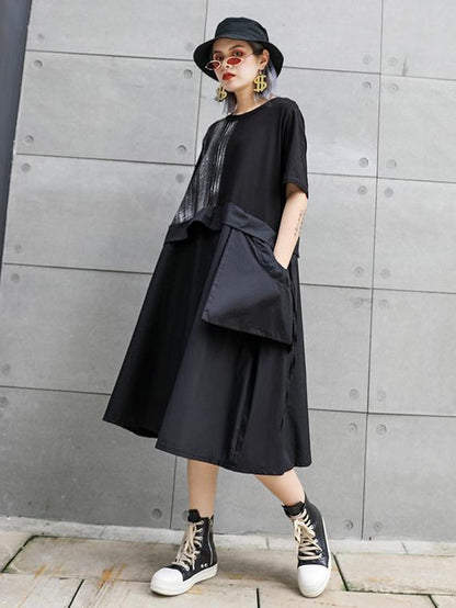 Loose Oversize Split-joint  Short Sleeves Dress
