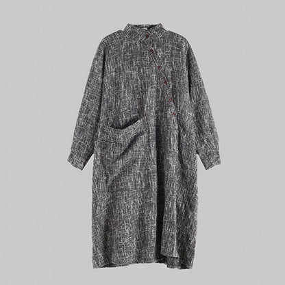 Buykud Large Pocket Irregular Casual Loose Dress