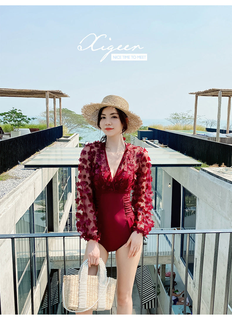 Belly thin conservative skirt swimsuit