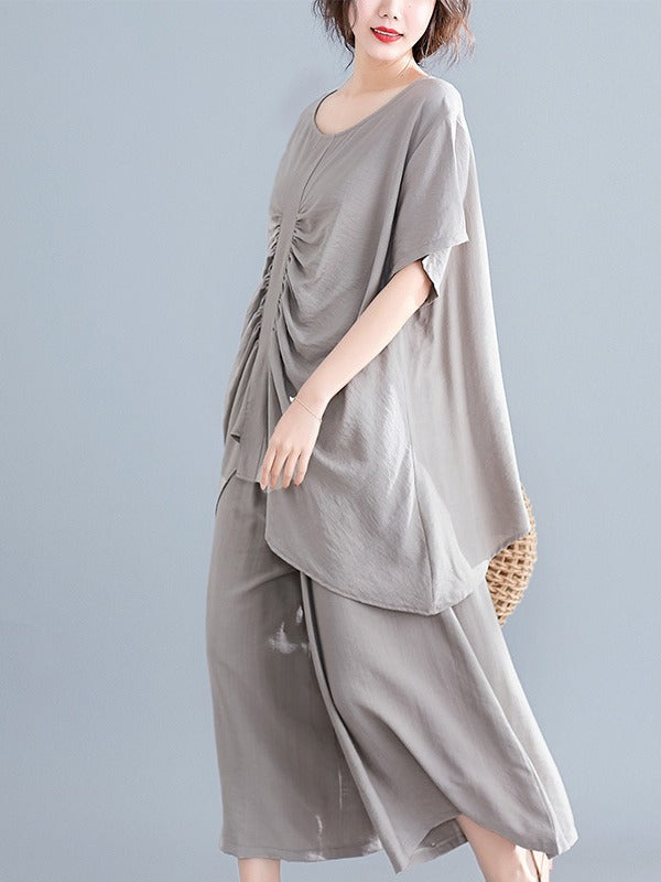 LOOSE STRIPED SPLIT-JOINT THIN DRAWSTRING LONG DRESS
