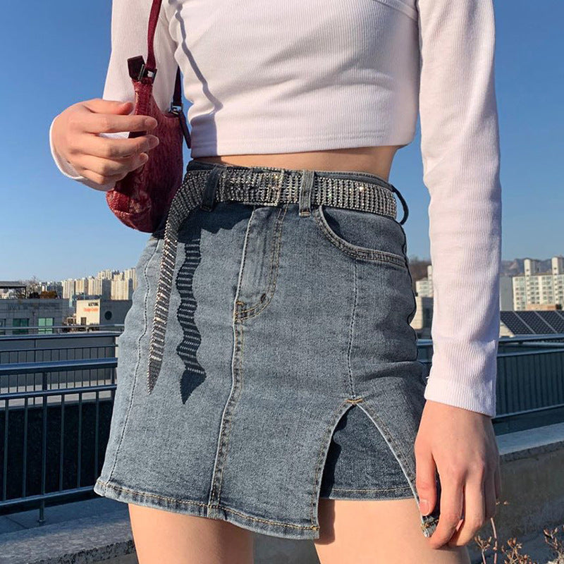Large size sexy high waist irregular slim denim short skirt casual ACTIVEWEAR