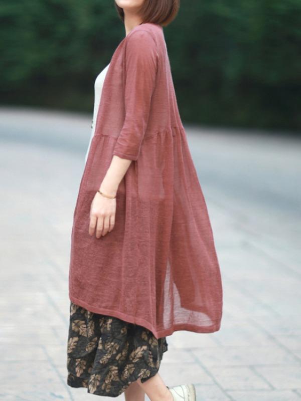 Linen Solid Knitting Sunscreen Outwears