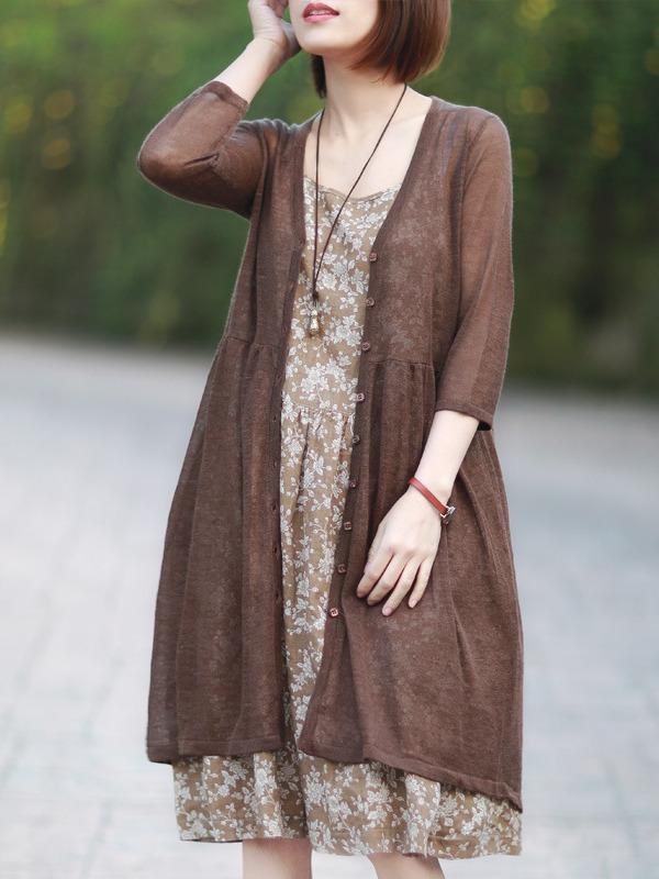 Linen Solid Knitting Sunscreen Outwears