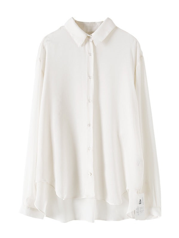 SOLID COLOR SEE-THROUGH LOOSE SHIRT