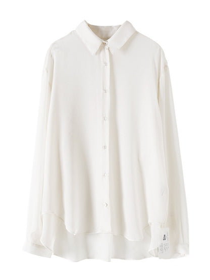 SOLID COLOR SEE-THROUGH LOOSE SHIRT