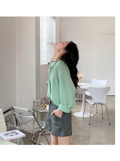 LOOSE SOLID COLOR LAPEL SHIRT